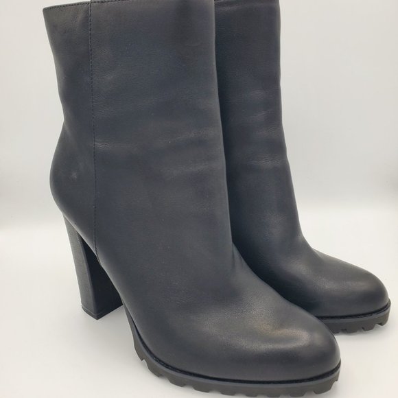 Aldo Tealith Black Leather Heel Ankle Boots size 8.5 - Picture 3 of 12